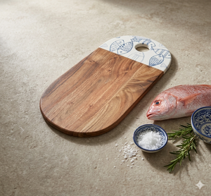 Planche à découper en bois avec bordure en écorce d'arbre | Planche à découper, préparation et service en bois de manguier - Product Image 1