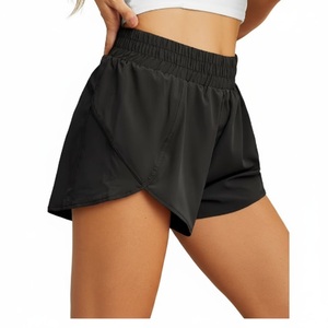Custom Women's Gym RED Shorts <b>Elastic</b> Drawstring <b>Waist</b> Lightweight Workout Running 100% Cotton Solid Sporty OEM Factory KhumBro - Product Image 6