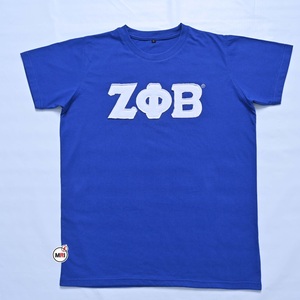 เสื้อยืด Zeta Phi Beta ลายทางปักลายฉลุ  ชุดเครื่องแบบชมรม  ผ้าฝ้ายนุ่ม  ปักอย่างประณีต สวมใส่สบาย  ขนาดพอดีตัว - Product Image 2