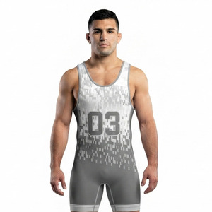Combinaison de lutte pour hommes, une pièce, sans manches, compression, combinaison de lutte pour hommes, compression - Product Image 6