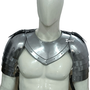 Conjunto de Armadura Medieval de Gorgeta y Pauldron de Acero Suave Plateado para Cuello y Hombros de Caballero, para Disfraces de Recreación Histórica - Product Image 2