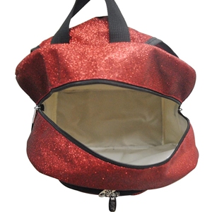 Cheerleading Backpack Custom Red Glitter Sparkle Black Trim Silver Zipper Dual Mesh Pocket 180g Nylon/Polyester Fabric <b>Weight</b> - Product Image 5
