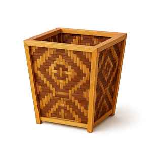 Maceta Cuadrada de Bambú Tejida y Tallada a Mano |   Soporte Ecológico para Plantas de Interior Colgantes |   Biodegradable |   Tamaño Personalizado - Product Image 5