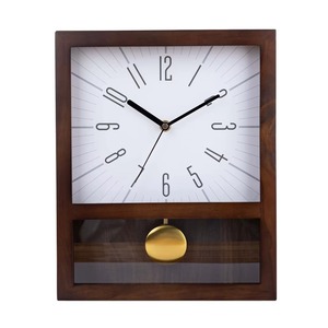 Horloge murale en bois minimaliste rectangulaire à mouvement mécanique, affichage des aiguilles, silencieuse, sans tic-tac, sonnerie horaire - Product Image 1