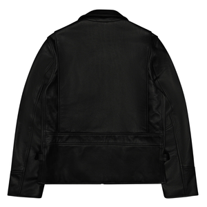 Men’s Black Genuine Leather <b>Trucker</b> <b>Jacket</b> Classic Collar Full Zip Minimalist Design Premium Casual Fashion Outerwear - Product Image 2