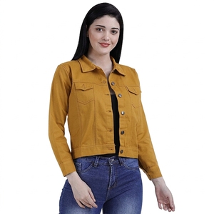 Veste utilitaire pour femme, vert olive, manches longues, col rabattu, coton, couleur unie, longueur courte, vêtements d'automne - Product Image 6