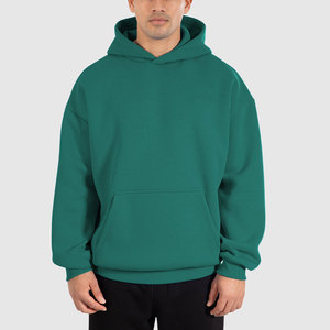 Sudadera con Capucha Verde para Hombre, Corte Regular, Color Sólido, Felpa de Algodón, Estilo Casual para Otoño, Sudadera Vintage - Product Image 1