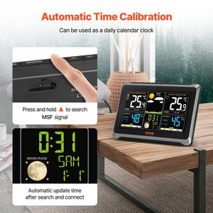 7.5 grande Display a colori Wireless digitale Home Weather Station per interni esterni Smart Home regolabile temperatura dell'orologio atomico - Product Image 3