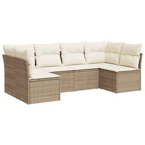 Juego de sofás de jardín de ratán polivinílico beige Colección de muebles de exterior con estilo de poliéster de acero con recubrimiento en polvo - Product Image 2