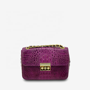 Bolso de mano de marca de diseñador para mujer, piel de cocodrilo auténtica, forma de sobre de cocodrilo, venta al por mayor, cubierta L21 X W8.5 X H14cm - Product Image 6