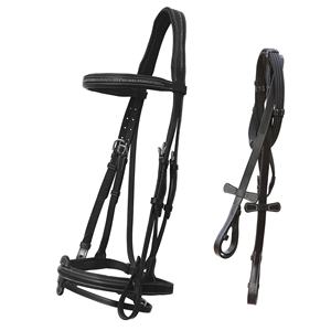 Nuevo equipo de equitación ajustable y duradero de cuero vacuno con correa de nariz y frente con diseño de corona brillante en forma de 8 y riendas Horsekraft - Product Image 2