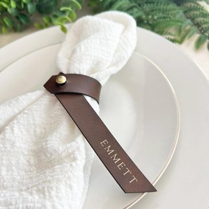 Premium PU Leather Contemporary Napkin <b>Ring</b> Custom <b>Name</b> Table Holder Durable Eco-Friendly Wedding Party Restaurant Hotel Dining - Product Image 6