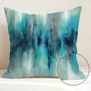 Housses de coussin décoratives modernes de style ferme pour l'extérieur, 18x18, turquoise, lot de 4, pour usage intérieur, couleur bleu sarcelle - Product Image 1