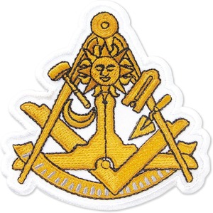 Écusson brodé personnalisé écologique en forme d'ancre avec motif soleil et outils, à coudre sur tissu, pour chapeaux et gants, forme irrégulière - Product Image 1