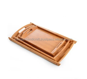 Plateau en bois moderne poli de luxe, respectueux de l'environnement, fabriqué à la main, plateau de service pour table à manger et cuisine, taille personnalisée, passe au lave-vaisselle - Product Image 2
