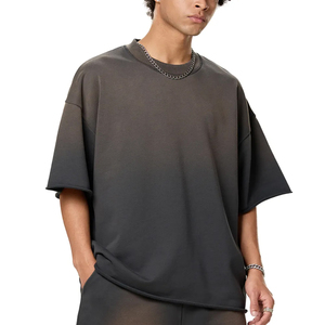 Men's 300g Heavyweight 100% Cotton Jersey <b>T</b>-Shirt Vintage Style Silk Screen Stone Wash Oversized Short Sleeve Europe America - Product Image 2