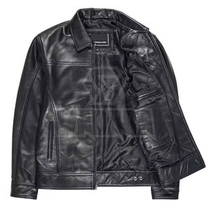 Veste en cuir de vache élégante pour homme, style décontracté, avec col montant, logo sur le devant, design à capuche, tissu respirant, coupe confortable pour l'hiver - Product Image 6
