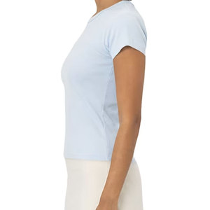 T-shirt ajusté marron personnalisé pour femme avec logo – Créez votre propre design – Manches courtes en coton doux – T-shirt court style « baby » - Product Image 6