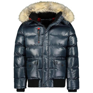 Veste d'hiver rembourrée longue à capuche pour hommes grandes tailles, imperméable et respirante, avec fermeture éclair, rembourrage en polyester, logo personnalisé, OEM - Product Image 2