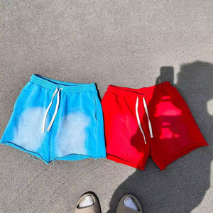 Shorts de jogging pour hommes effet délavé, en coton French Terry, ourlet brut, style streetwear vintage, vente chaude, approvisionnement en gros OEM, 100% coton - Product Image 3