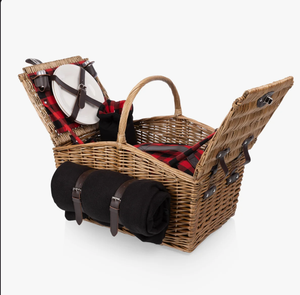 Art Empire Exports Rustic Willow Rectangle Picnic <b>Basket</b> Red Plaid Liner Eco-Friendly <b>Handle</b> Model AEE-0044 for Outdoor Storage - Product Image 3
