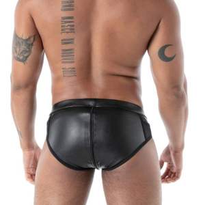 Boxer zippé intégral noir pour homme, coupe ajustée, style fetish, sexy - Product Image 6