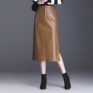 Jupes en cuir pour femmes, fabriquées en cuir véritable à 100%, design droit, style décontracté, tissu respirant - Product Image 1
