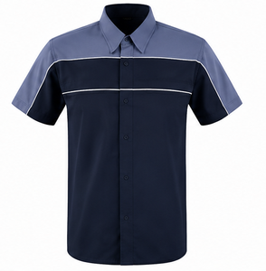 เสื้อเชิ้ตแขนสั้นผู้ชายลำลอง คอปกป๊อปลินบล็อกสี ใส่ได้ในฤดูร้อน - Product Image 3