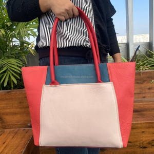 New Custom Large Capacity High Quality Recycled Leather Women's Tote Bag Luxury Designer Colorful Leather <b>Handbags</b> Shoulder Bags - Product Image 2