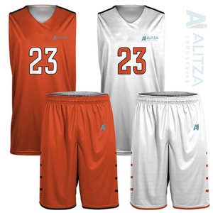 Maillot de basket personnalisable imprimé par sublimation, anti-humidité, séchage rapide, noir et rouge à rayures fines, en mesh, débardeur unisexe adulte - Product Image 3