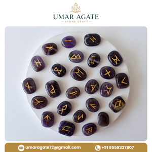 Juego de Runas de Bruja de Amatista Natural, Piedras de Cristal Talladas, Juego de Runas de Adivinación Espiritual, Venta al por Mayor - Product Image 2