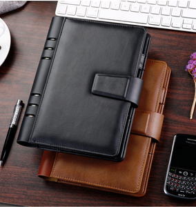 Retro A5 Genuine Leather Loose <b>Leaf</b> Business Notepad Office Buckle Design Gift Notebook Black 100 Sheets - Product Image 1