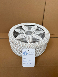 Handwoven Rattan <b>Storage</b> Box With Lid Natural Wicker Organizer Basket Handmade Home <b>Storage</b> <b>Container</b> From Vietnam - Product Image 4