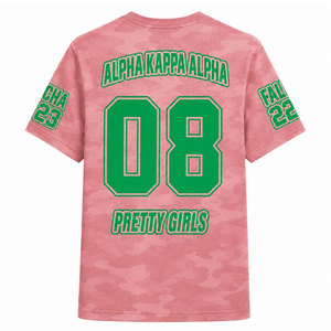 เสื้อยืดลายพรางสีชมพูพิมพ์ลายตัวอักษรกรีก Aka Wear แขนสั้น ทรงปกติ เสื้อยืดลำลองสำหรับผู้ชาย - Product Image 3