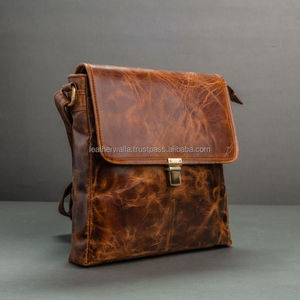 LW Custom 2024 Fashion Sac à bandoulière en cuir de vachette Sac de messager unisexe fabriqué à la main avec bouton de verrouillage Décoration Motif géométrique - Product Image 5