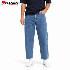 Custom <b>Mens</b> Baggy Streetwear Denim <b>Jeans</b> 12 Oz Cotton Denim Ripped Detail Wholesale Low MOQ - Product Image 1