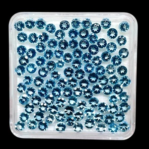 Topacio Azul de Londres Natural, Corte Redondo de 3mm, Gemas Sueltas, Precio al por Mayor, Lote de Gemas para Joyería - Product Image 5