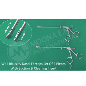 Weil Blakesley Rhinoforce II Punch Forcep 2 pièces, angle de la pointe 45° °   Instrument chirurgical ORL à pointe droite avec canal d'aspiration, taille 2 - Product Image 1