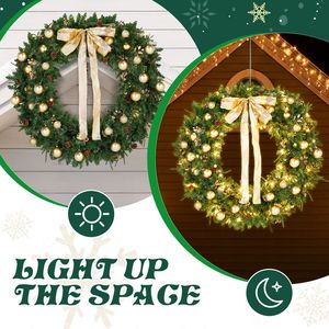Guirlande de Noël pré-éclairée de 48 pouces avec 150 lumières blanc chaud, décorations artificielles en PVC à faire soi-même, 450 pointes, guirlande de Noël en plastique - Product Image 5