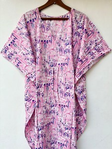 Vestido Kaftan Casual de Verano sin Mangas con Estampado Floral Tropical Digital, de Algodón, para Mujer, Islas del Pacífico Asiático - Product Image 3