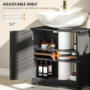 Mobiletto portaoggetti a U regolabile per lavabi da bagno - Nero - Design per ospedali e tradizionale/moderno - Product Image 6