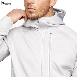Sudadera con capucha de poliéster para hombre OEM con cremallera completa |   Chaqueta Deportiva para Exteriores, Lisa, con Logotipo Personalizado - Product Image 3