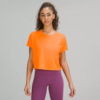 T-shirts courts d'été pour femmes de qualité supérieure, col rond, broderie de logo personnalisée, appliques, 100% biologique, respectueux de l'environnement