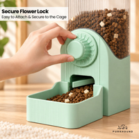 Distributeur de nourriture par gravité monté sur cage Flower Lock de 1600 ml