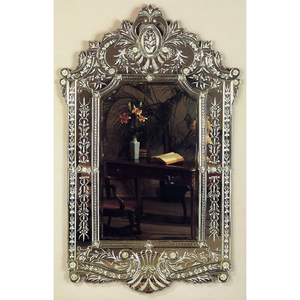 Miroir mural décoratif de style baroque vénitien de luxe |   Miroir en verre orné de style vintage antique pour la décoration du salon et de la chambre - Product Image 1