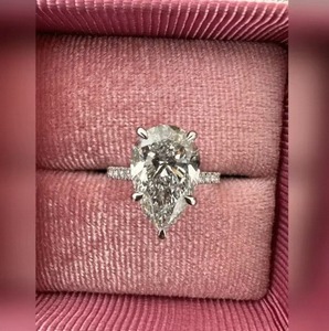 Anillo de Diamante Cultivado en Laboratorio con Corte de Pera de 3 Quilates, Color E/F, Claridad VS-VVS, Certificado IGI, Anillo de Lujo para Mujer, Plata de Ley 925, para Boda - Product Image 4