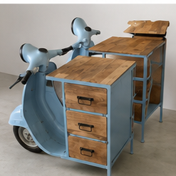 Conjunto de Muebles de Bar Industriales con Cubierta de Madera, Estructura Metálica, Diseño Moderno Rectangular, Mesa de Bar con Cajones - Product Image 4