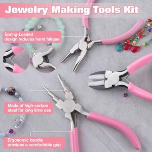 Kit de 3 outils de fabrication de bijoux en acier inoxydable avec micro-pinces, pinces à 6 anneaux, coupe-ondes concaves et pinces plates en nylon - Product Image 5