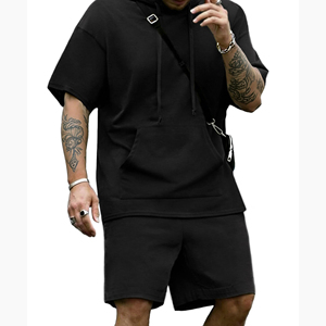 Conjunto Deportivo de Sudadera con Capucha y Pantalones Cortos para Hombre, Transpirable, de Verano, 2 Piezas, Estilo Urbano y Casual para Uso Diario - Product Image 4