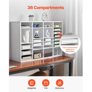 Organizzatore da Scrivania in Legno con Ripiani Regolabili e 36 Scomparti, in MDF, per Ufficio e Cassetti - Product Image 4